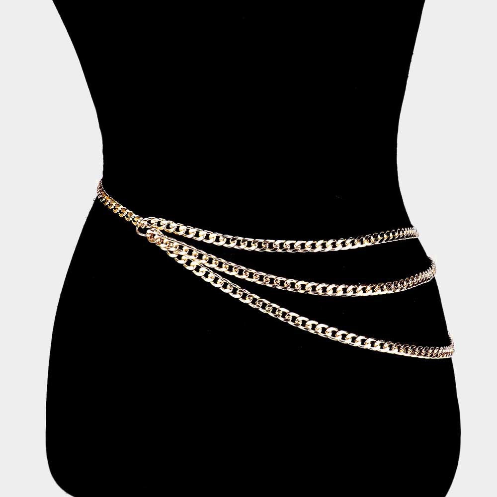 Gold Draped Chain Statement Belt